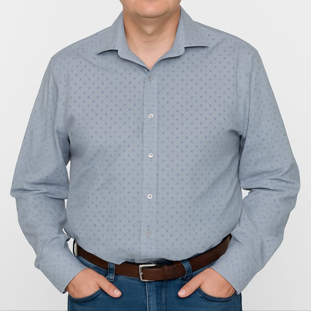 Michael Kors Blue Men Collard Dress Shirt Tall Fit Airsoft Stretch 19 36/37